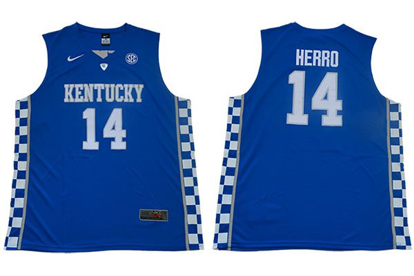 Men Kentucky Wildcats 14 Herro Blue Nike NBA NCAA Jerseys